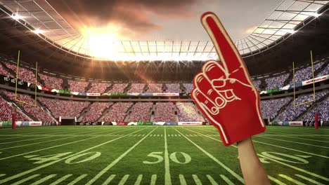 supporter waving foam finger