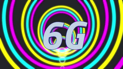 animación de texto de 6g sobre formas
