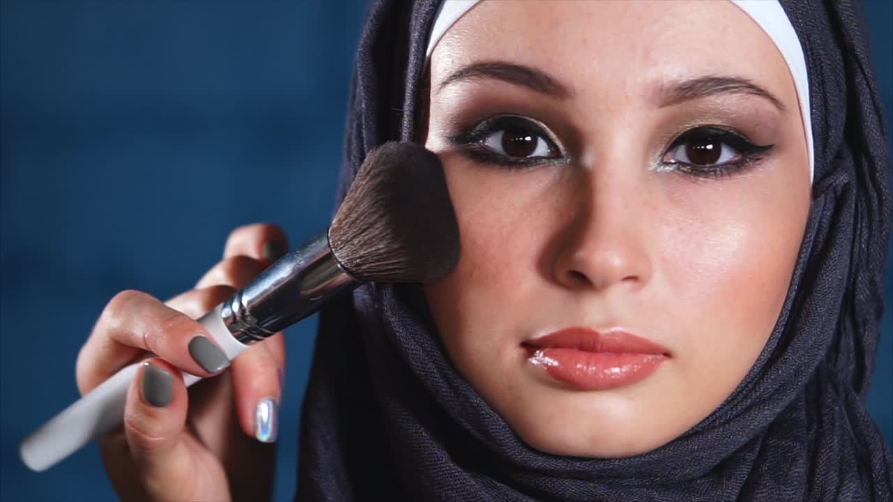 Makeup Application on a Woman Wearing a Hijab
