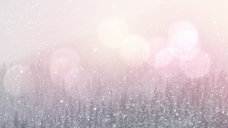 animated light spots and snowfall on a festive winter landscape.