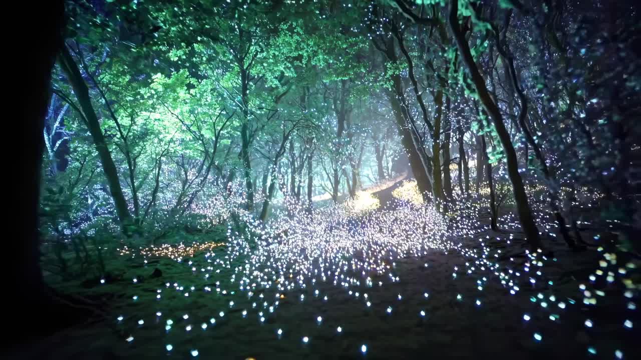 밤에 마법의 숲