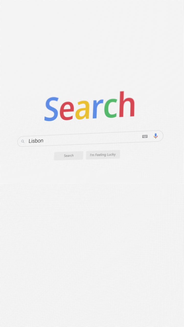 Video verticale della ricerca di Lisbona su browser Internet
