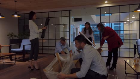 group of people moving office