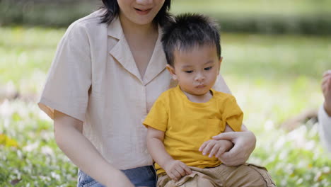 woman and little child on a picnic