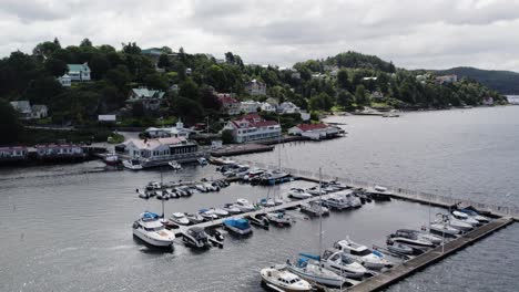 yachts and speedboats moored at marina in ljungskile, bohuslan, sweden