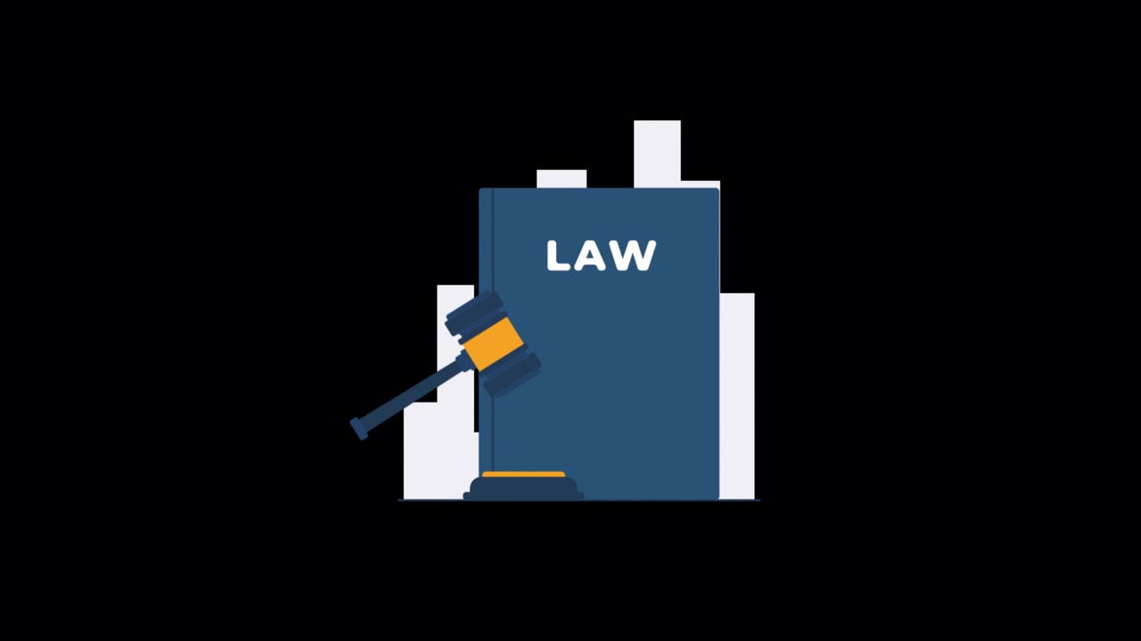 Animated Gavel Hitting Sound Block Next to Law Book