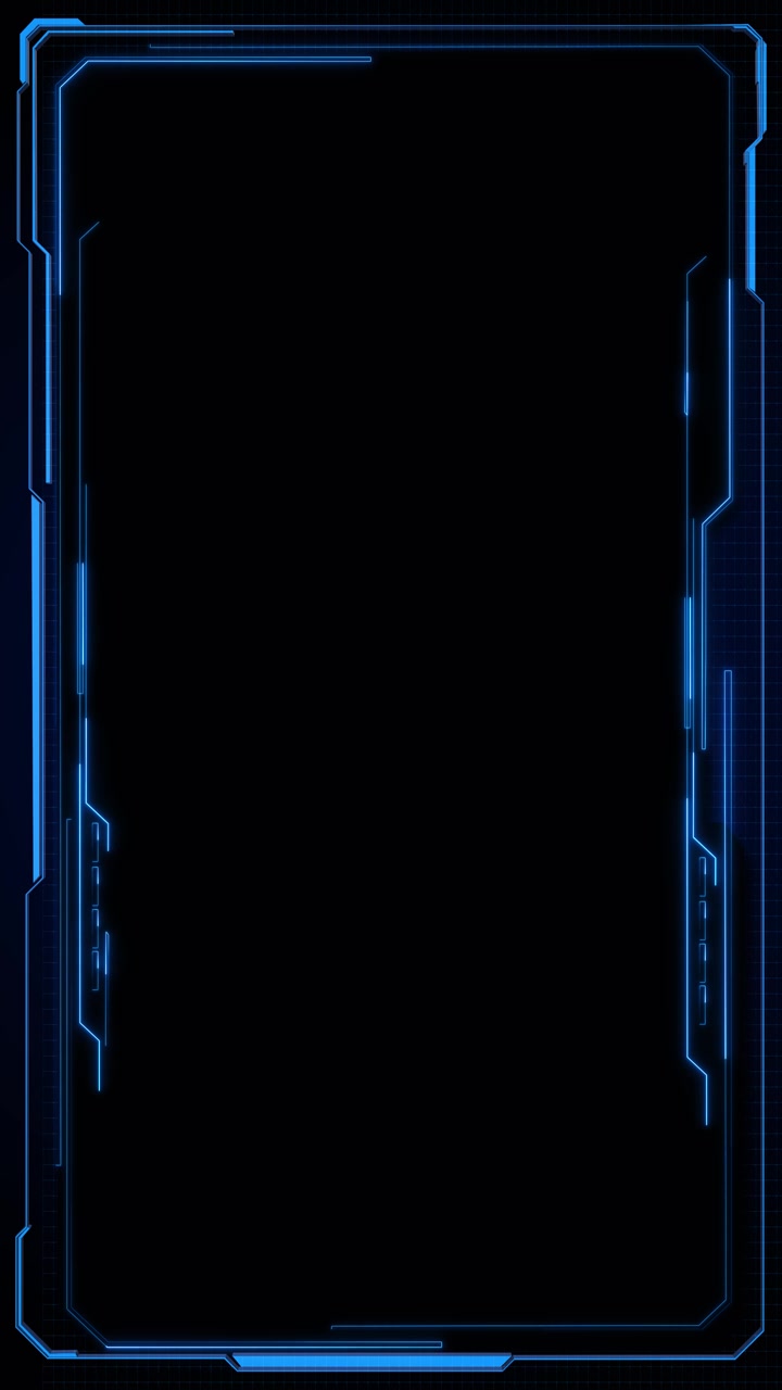 Digital blue tech screen template neon frame edges clean center and futuristic interface accents