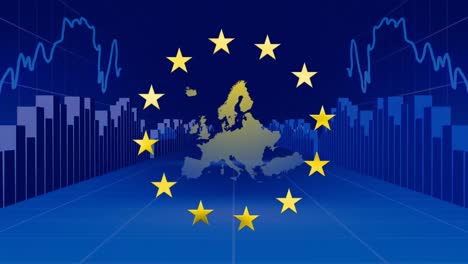 Estrellas-Amarillas-Girando-Sobre-El-Mapa-De-La-UE-Contra-El-Procesamiento-De-Datos-Financieros