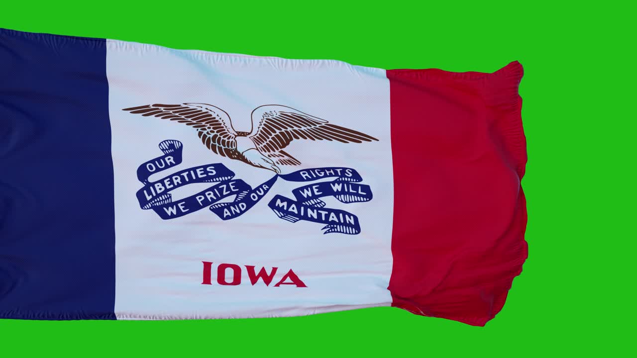 bandera de iowa en pantalla verde. perfecto para su propio fondo usando pantalla verde. renderización 3d