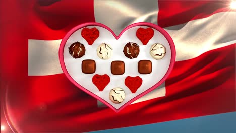 chocolate suizo en una caja en forma de corazón
