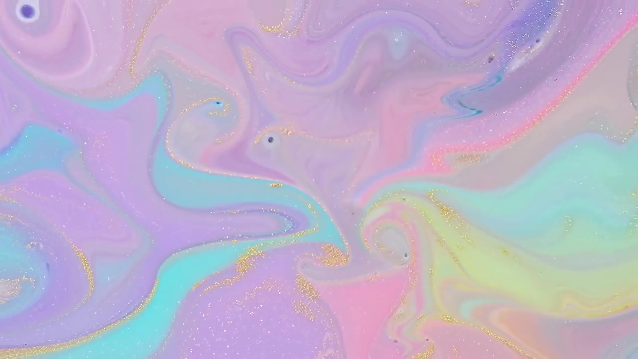 Fluido pastello astratto vorticoso con glitter dorati