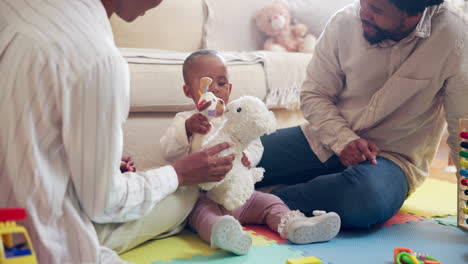 family playing with baby