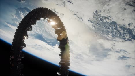 estación espacial futurista en órbita terrestre