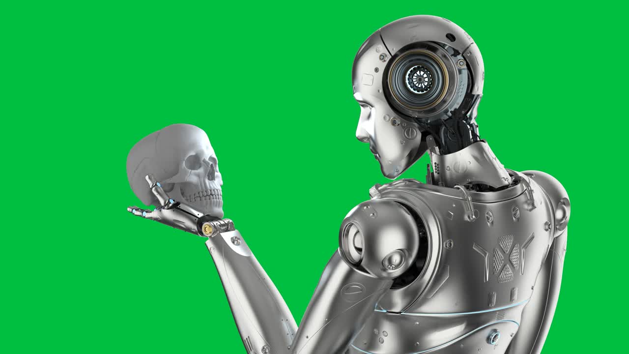 robot interpretato da un cranio umano