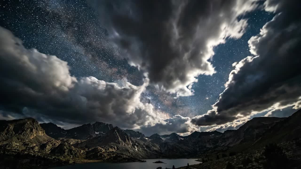 La Via Lattea sopra le montagne e il lago