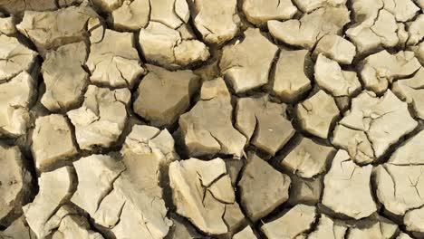 a close-up shot of broken soil due to the drought shows the impact of climate change on the environment