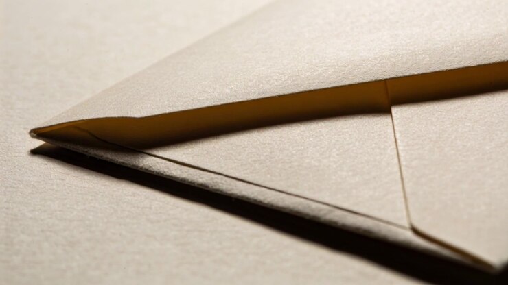 Framing folded paper airplane staying still on textured paper, showing warm light, long shadow
