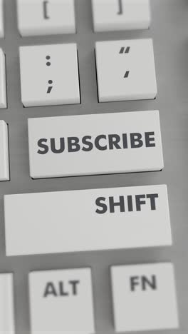 presionar el botón de suscripción en el teclado vídeo vertical