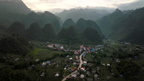 picturesque village in mountain landscape of lung ho, ha giang province, vietnam