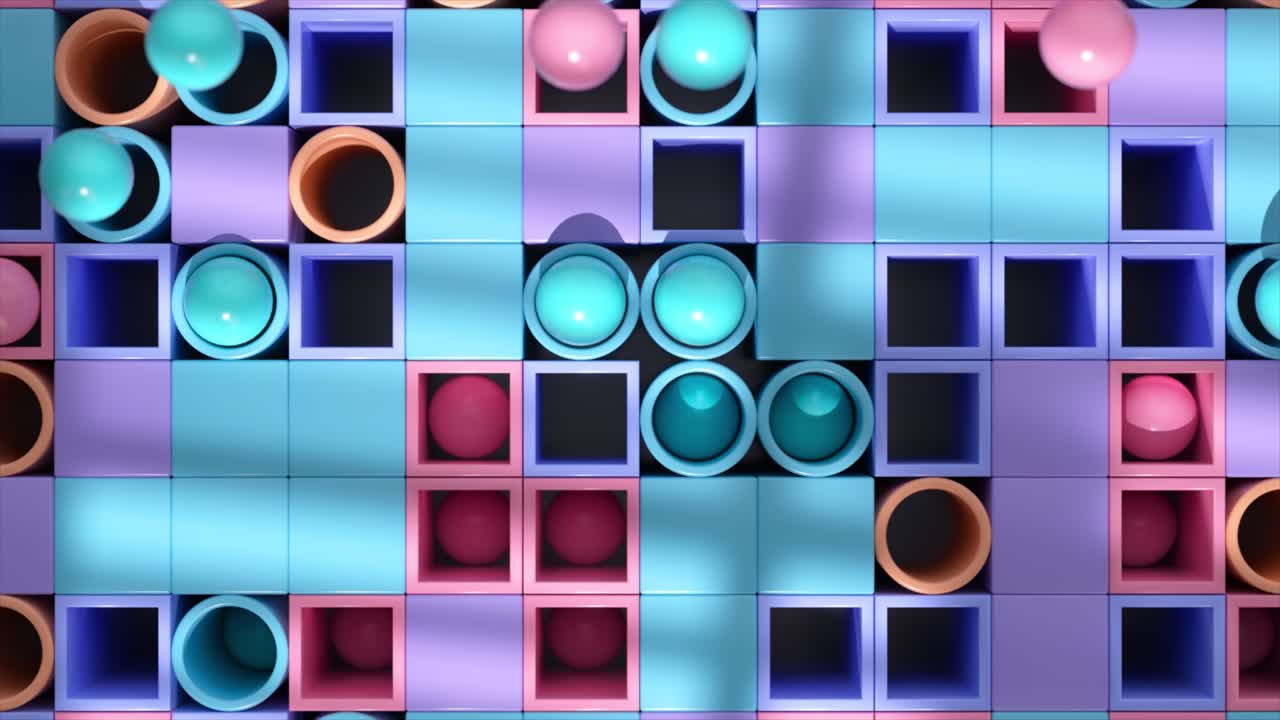 patrón geométrico abstracto colorido con bolas y cubos