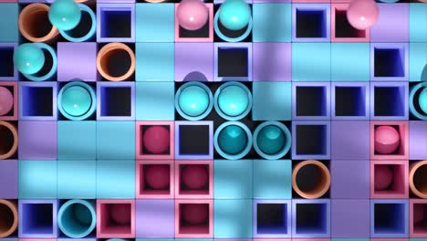 abstract colorful geometric pattern with balls and cubes