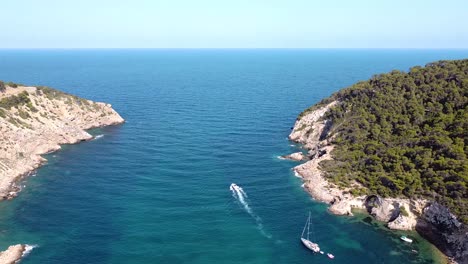 overview of coast llonga, ibiza, spain