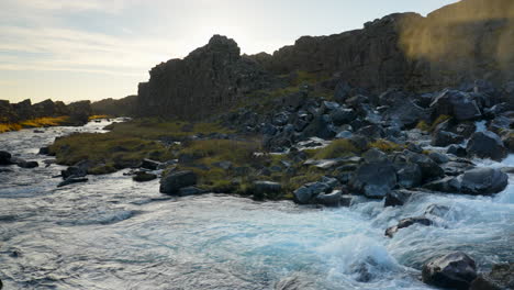 아이슬란드의 thingvellir 국립 공원의 oxararfoss 폭포