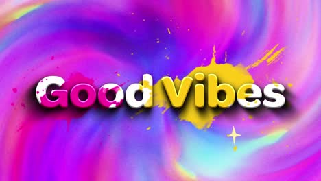 animation of vibes text on colourful background