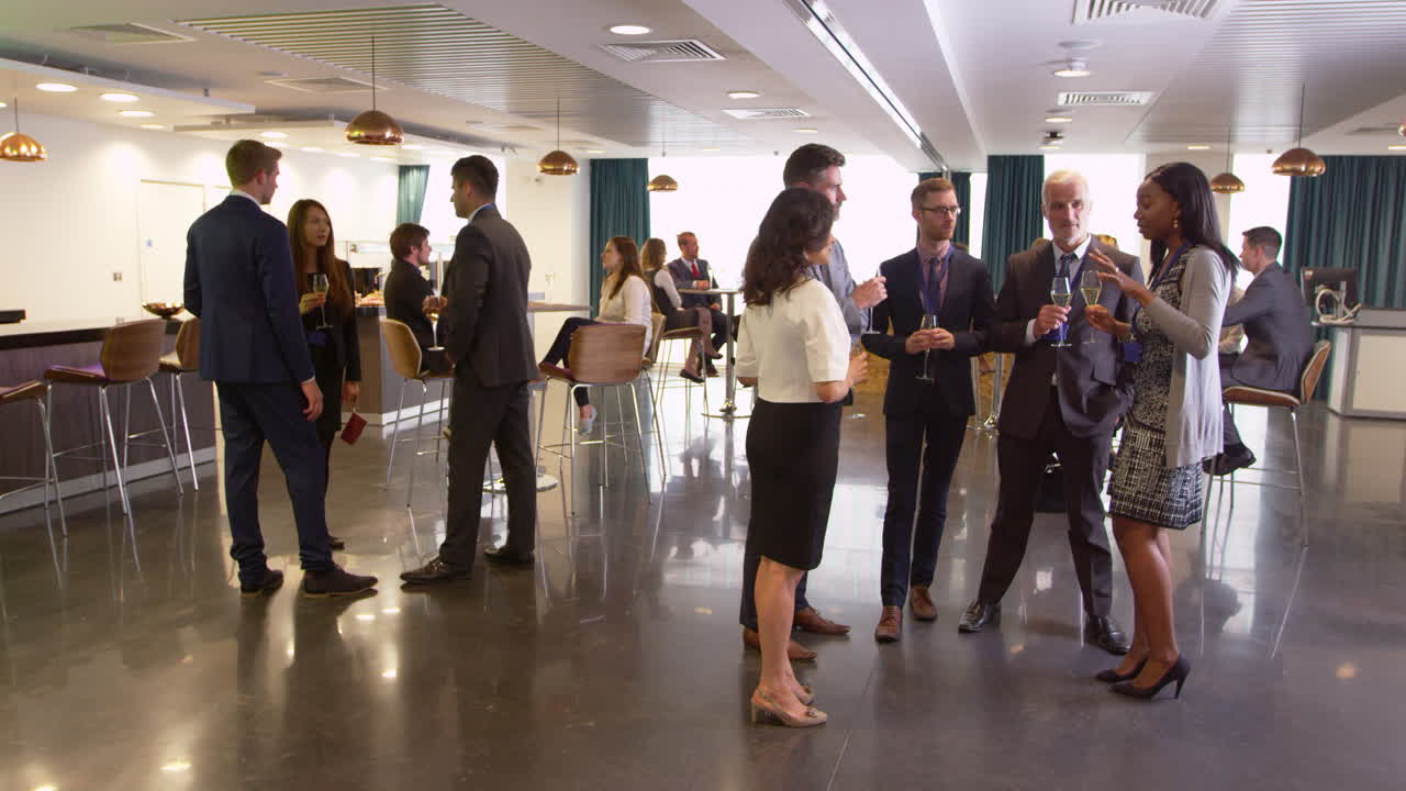 red de delegados en la conferencia bebidas recepción filmado en r3d