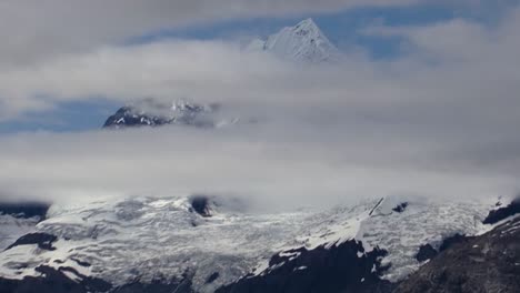 alaska glacier bay landscape with johns hopkins glacier and mount fairweather range snow-capped mountains