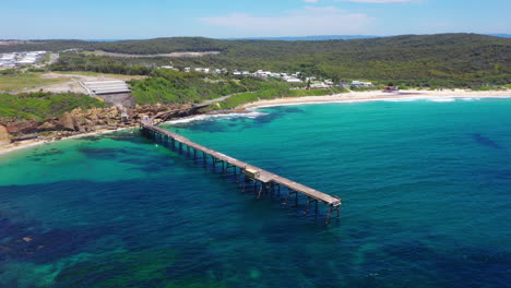 catherine hill bay pier on new south wales australia coast, aerial view