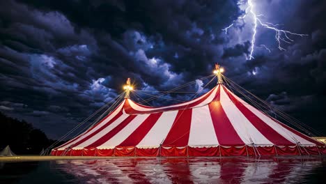 circus tent in a stormy night