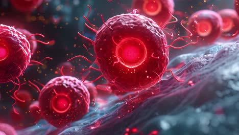 microscopic red cells in biological environment