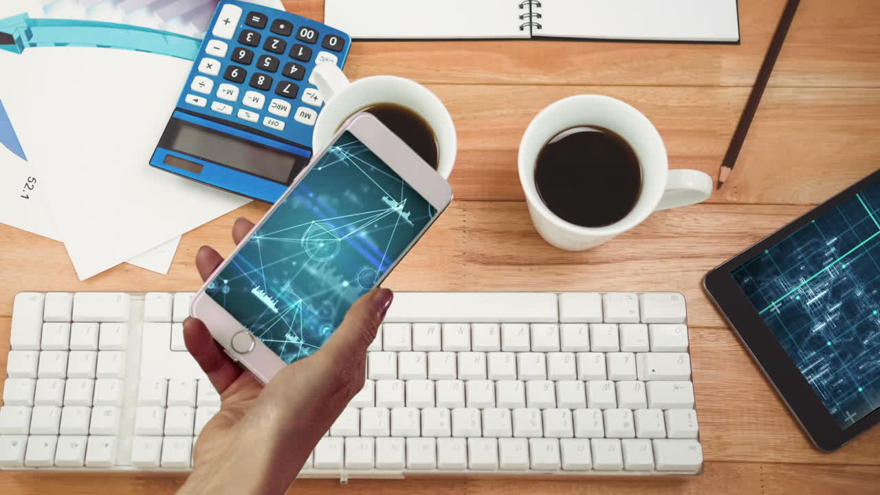 Earth montage displayed on smart phone and digital tablet screen