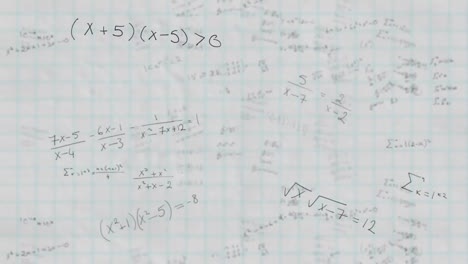 Animación-De-Ecuaciones-Matemáticas-Y-Procesamiento-De-Datos-Sobre-Fondo-Blanco.