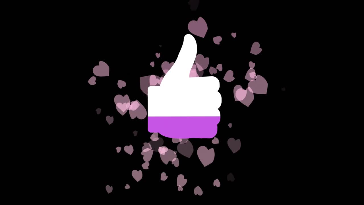 animación de corazones y similares sobre fondo negro