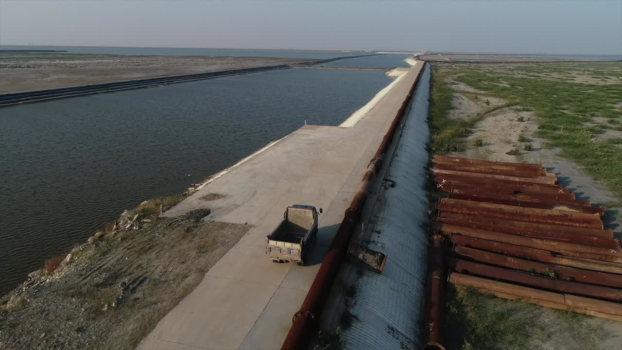 Aerial View of Coastal Construction Project