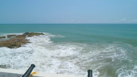 Cape-Coast-Castle,-Courtyard-Aerial-View---Cannons-into-the-sea