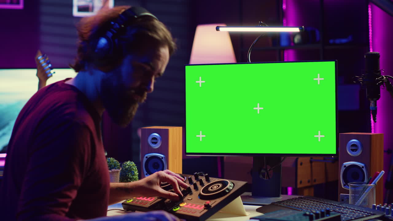 Audio engineer learning to mix piano notes with mixing console