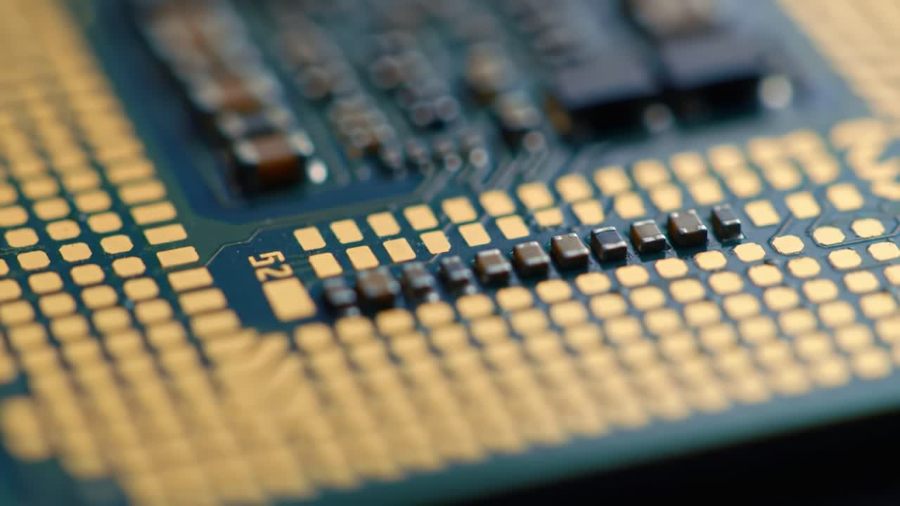Detailed Close-Up Images of a Microprocessor Showing the Intricate Design and Layout of Connections and Components Essential for Functionality