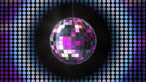 loop rotation of shiny disco ball with neon light background, 3d rendering.