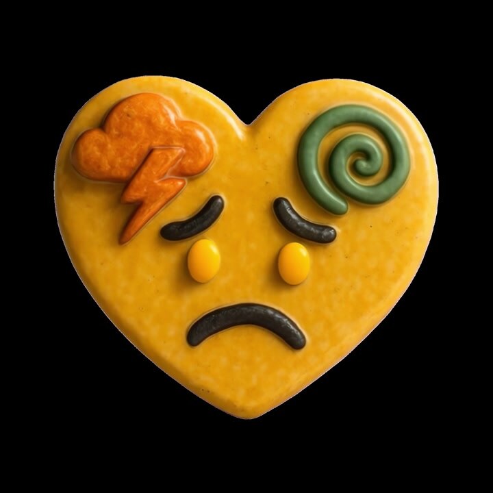 Animated Sad Heart Emoji with Storm Cloud and Swirl