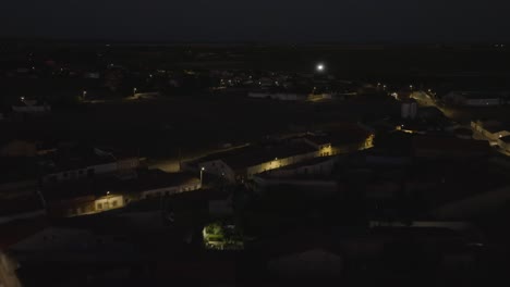 Aerial-fly-over-of-Zamora-Spain-at-night