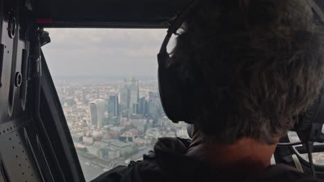 filming from inside a helicopter over london