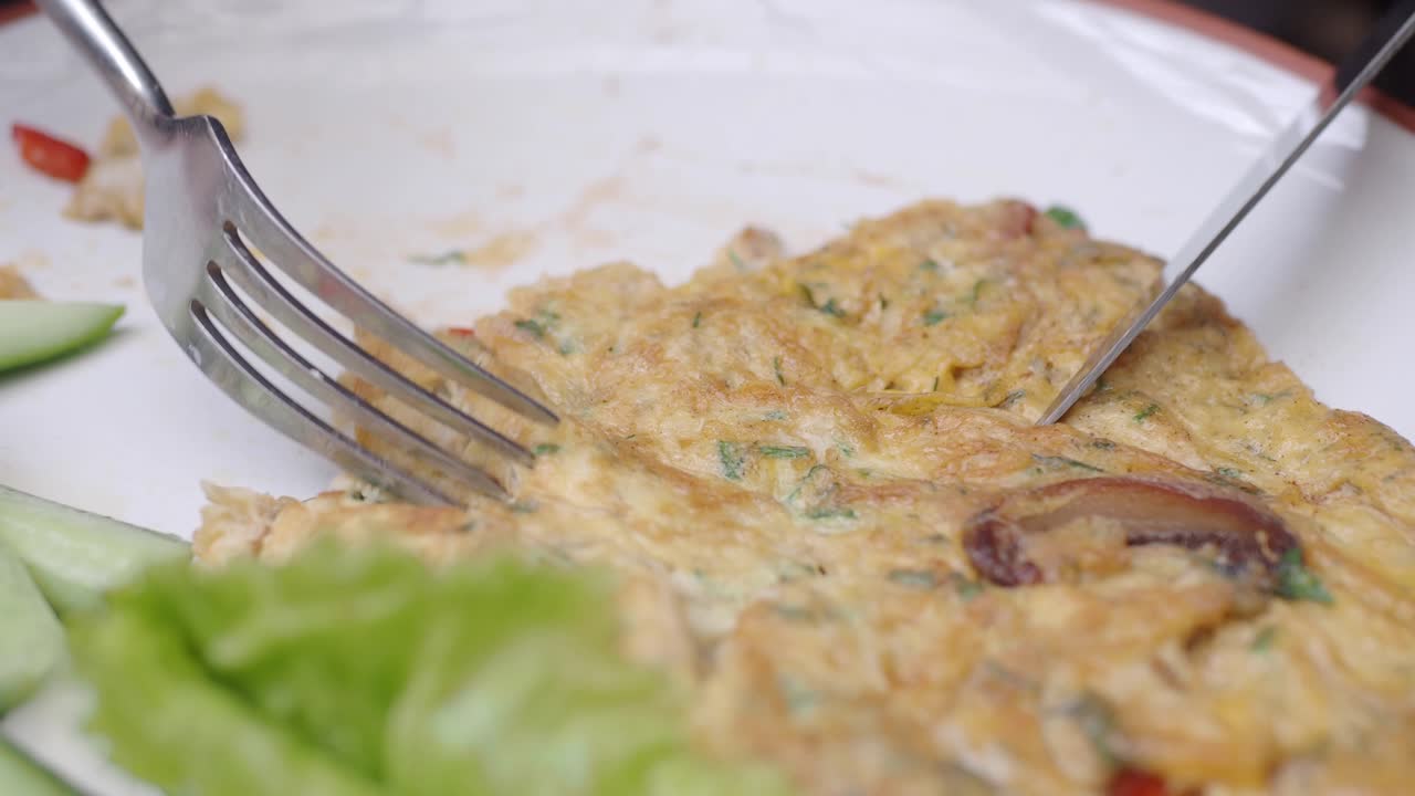 Omelette with mushrooms and vegetables
