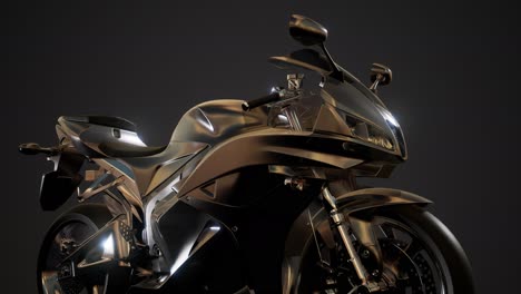 Moto-Sport-Bike-En-Estudio-Oscuro-Con-Luces-Brillantes