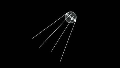 hologram screen 3d of russian sputnik satellite - loop