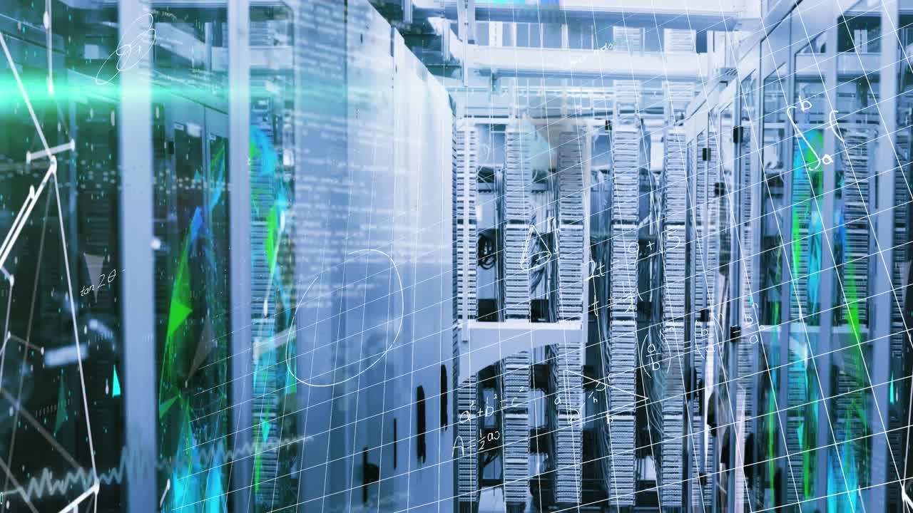 Animation of data processing over server room