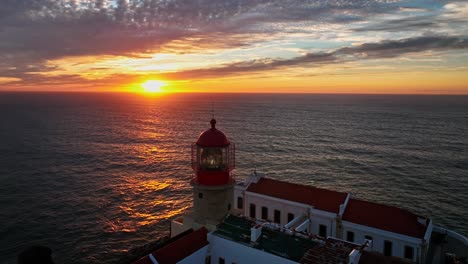 aerial shot showing the lighthouse complex and the surrounding dramatic rocky landscape