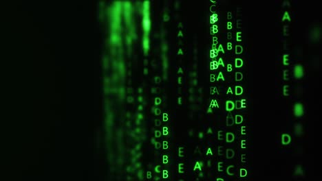 pantalla de color verde con código de texto digital